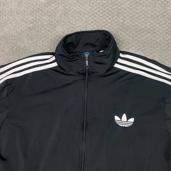 Adidas Track Jackeet Men's Large Black White 3 Stripe Originals Firebird Trefoil - Picture 3 of 12